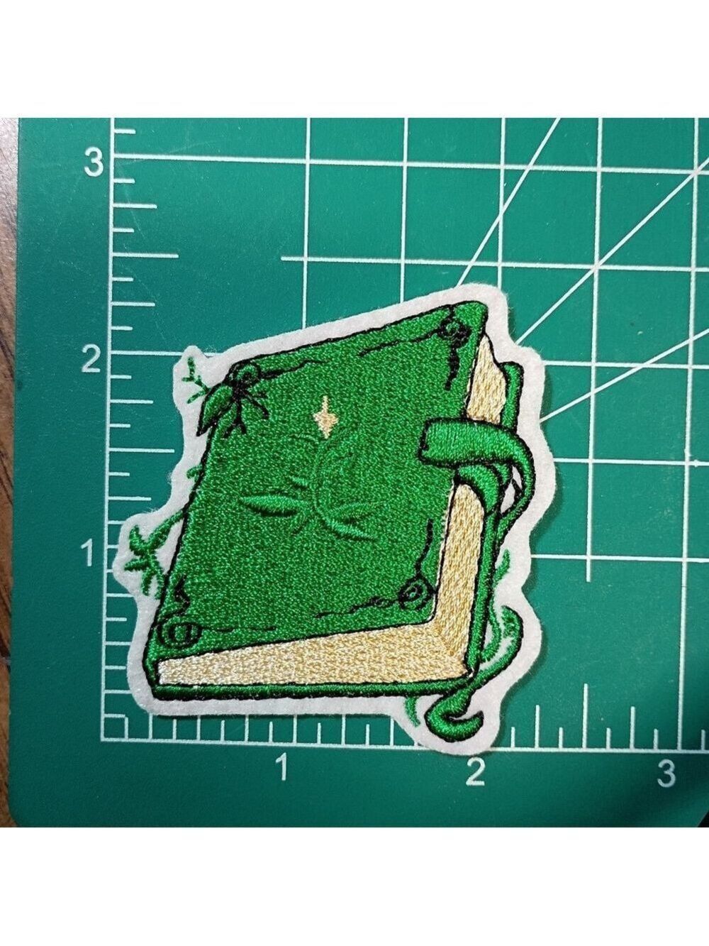 2/$10 Green Embroidered Forest Spell Book Patch